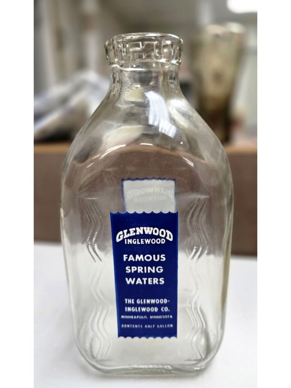 Vintage Glenwood Inglewood Glass Spring Water Bottle Minneapolis MN 1/2 Gallon